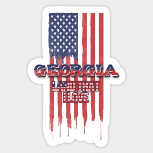 State of Georgia Patriotic Distressed Design of American Flag With Typography - Land That I Love Sticker